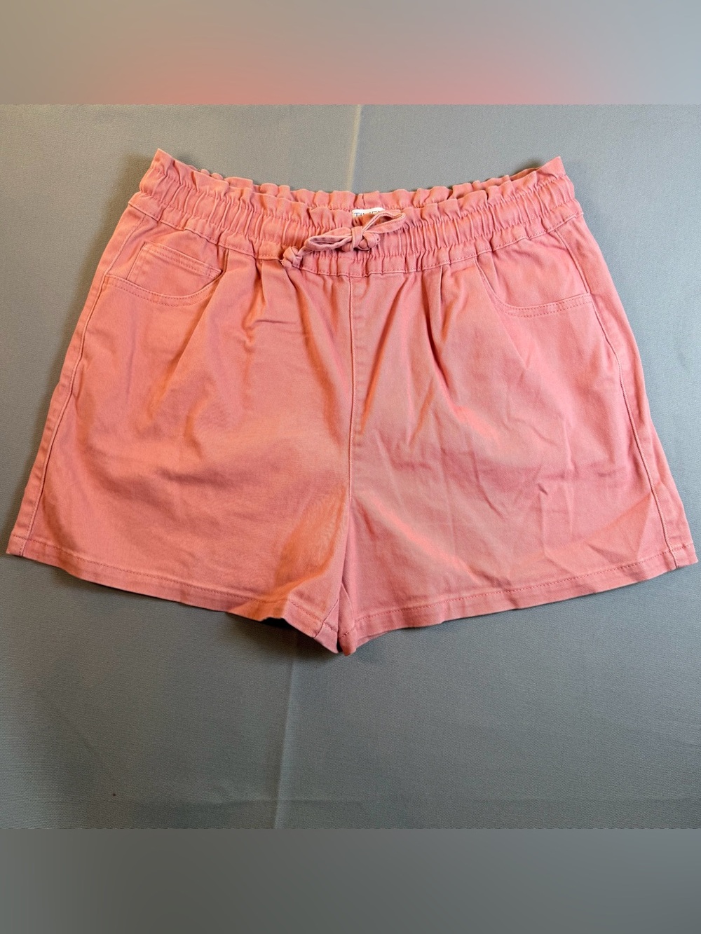 Time and Tru Women’s szL 10/12 Coral Pink ElasticTie Waist Cotton Relaxed Shorts